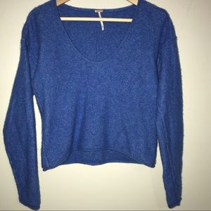 Free People // Blue Cashmere Cropped Sweater